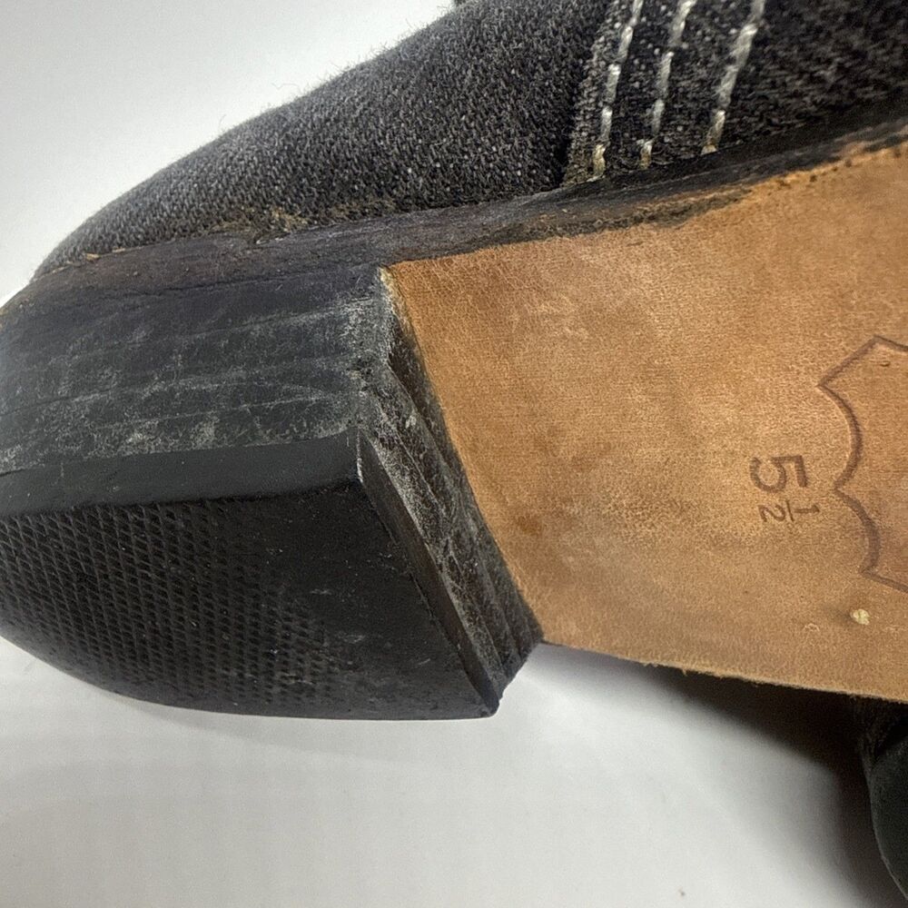 Vintage Matake Black Denim Boots Size 5.5 - Picture 6 of 7